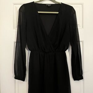 EXPRESS Black Sheer Long Sleeve Dress